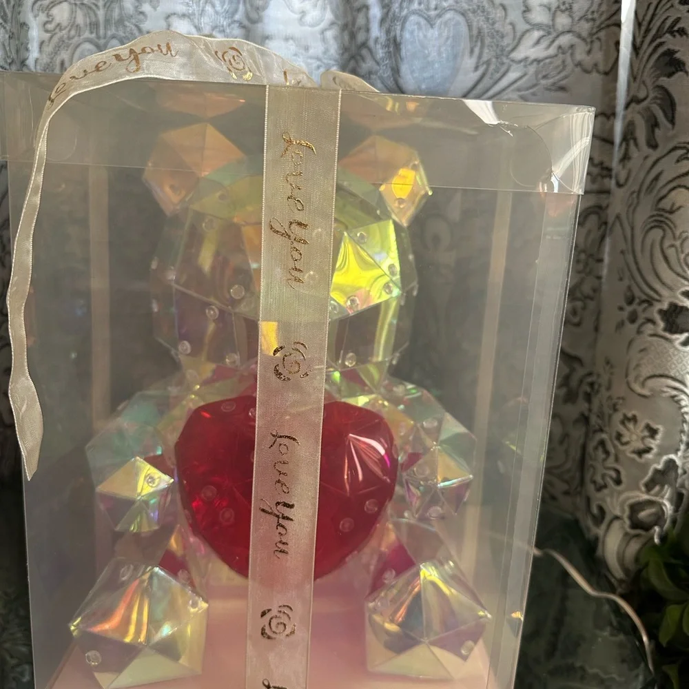 Luminous Glow Holographic Iridescent 12”Teddy Bear LED Light Gift Box